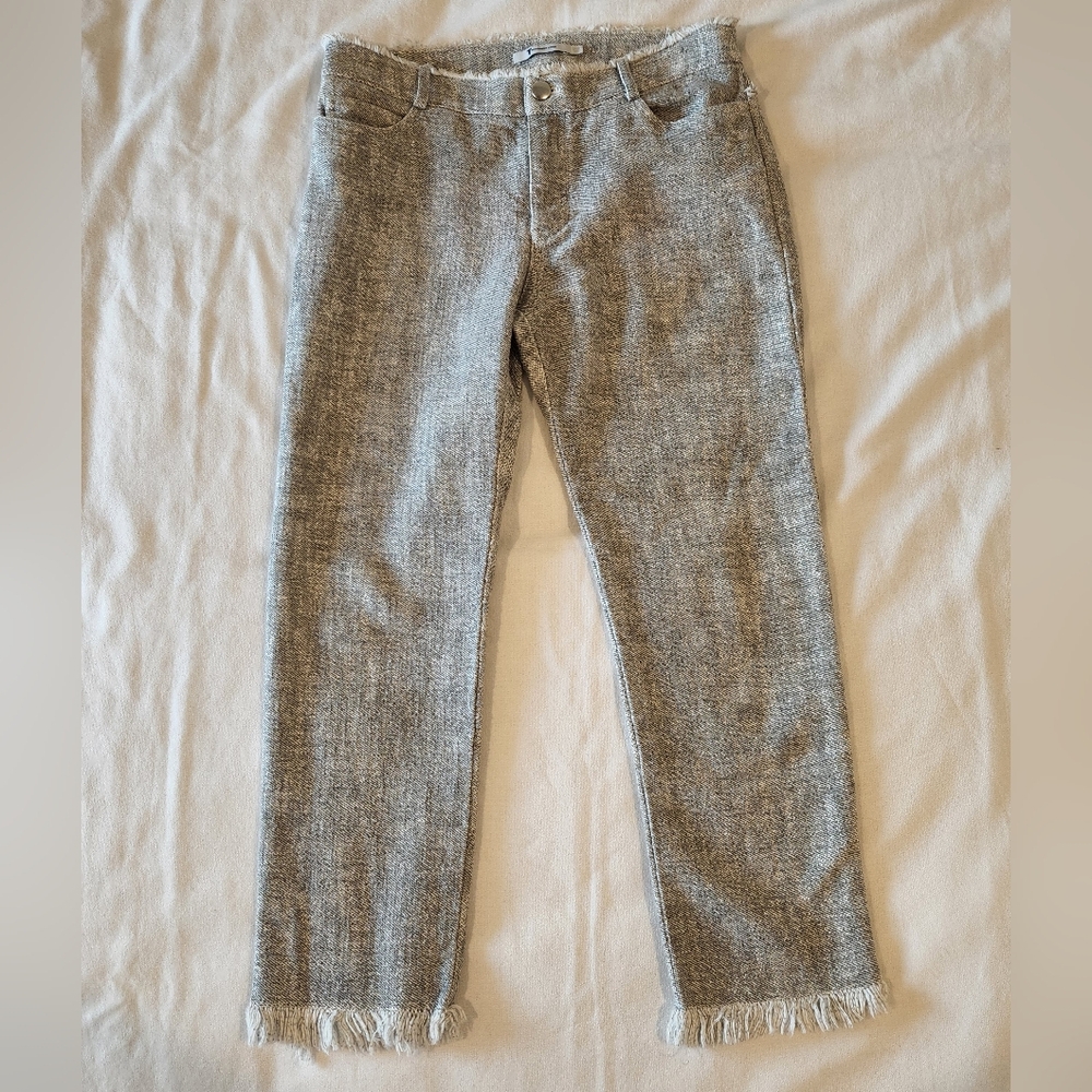 T by Alexander Wang Gray Tweed Frayed Crop Pants Womens Size 26